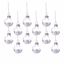 Sass & Belle Cute Set of 12 Mini White Sequin Christmas Baubles