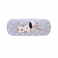 Sass & Belle Barney Dog Grey Polka Dot Hard Glasses Case & Cloth