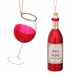 Sass & Belle Stunning Red Wine & Gold Topped Glass Bauble Gift Set