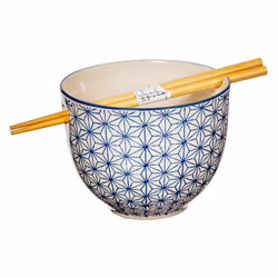 Sass & Belle Sashiko Pattern Japanese Ramen Noodle Bowl & Chopsticks