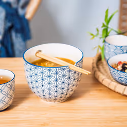 Sass & Belle Sashiko Pattern Japanese Ramen Noodle Bowl & Chopsticks