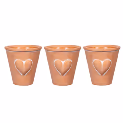 Sass & Belle Mini Terracotta Planters with Hearts Set Of 3 Plant Pots