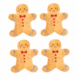 Sass & Belle Christmas Set of 4 Rustic Wood Gingerbread Drinks Coasters