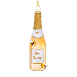 Sass & Belle Bee Merry Champagne Bottle Shaped Christmas Tree Decoration Bauble