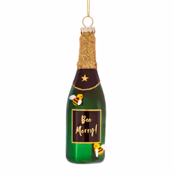 Sass & Belle Bee Merry Champagne Bottle Shaped Christmas Tree Decoration Bauble