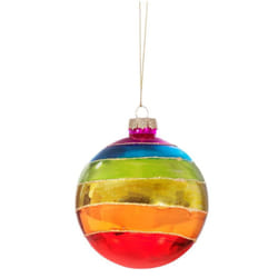 Christmas Tree Decoration Festive Rainbow Striped Glass Bauble Sass & Belle