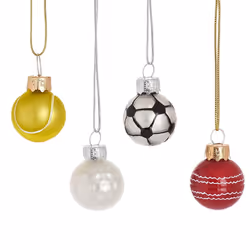 Christmas Tree Decorations Festive Sports Balls Glass Baubles Set