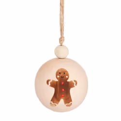 Christmas Tree Decoration Wooden Gingerbread Man Hanging Round Bauble