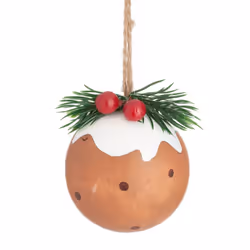 Christmas Tree Decoration Festive Wooden Xmas Pudding Hanging Bauble