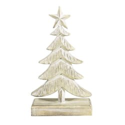 Wooden Christmas Tree & Star Topper Festive Shabby Chic Carved Home Decoration