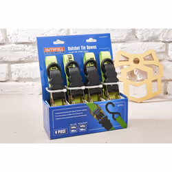 4 x Faithfull Ratchet Tie Down Straps Set 4 Piece - 5 metre x 25mm Weatherproof