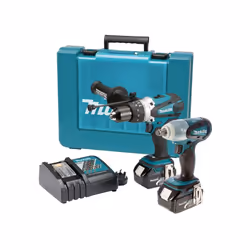Makita DHP458 18v Combi Hammer + DTW251 18v Impact Wrench + 2 x 3.0ah + Charger
