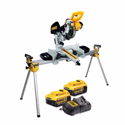 Dewalt DCS365M2 18v Cordless XPS 184mm Mitre Saw, 2 x 4.0ah + DE7023 Leg Stand