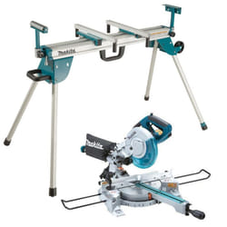 Makita LS0815FL 240v Sliding Compound Laser Mitre Saw 216mm + DEBWST06 Leg Stand