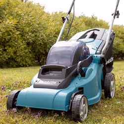 Makita DLM380PF4 18v 36v Cordless Lawn Mower + DUR181 Grass Trimmer + 4 x 3.0ah