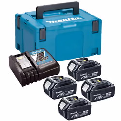 Makita BL1850 18v 4 x 5.0ah Lithium Batteries DC18RC Fast Charger + Makpac Case