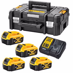 Dewalt XR Power Source Kit 4x DCB184 5.0ah 18v Batteries + DCB115 Charger +Tstak