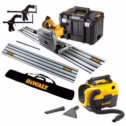 Dewalt DWS520KR 240v Plunge Saw Kit 2x 1.5m Guide Rails + Bag + Clamps + Vacuum