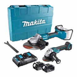 Makita DGA900PT2 18v / 36v Cordless Brushless 9" + 4.5" DGA504 Angle Grinder 5ah
