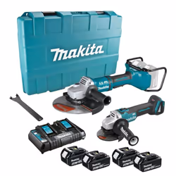 Makita DGA900PT4 18v / 36v Cordless Brushless 9" + 4.5" DGA504 Angle Grinder 5ah
