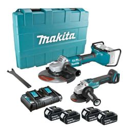 Makita DGA900PT4 18v / 36v Cordless Brushless 9" + 4.5" DGA504 Angle Grinder 5ah