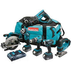 Makita DLX6017PT 18v 6 Piece LXT Cordless Tool Kit Li-Ion 3x 5ah Batts Dual Port