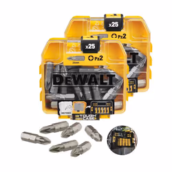 2X Dewalt 25 Piece PZ2 Standard Tic Tac Pozi Screwdriver Bit Set Flex Tough Case