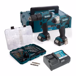 Makita CLX228AJ 12v Cordless Combi Hammer Drill & Impact Driver + 75 Accessories