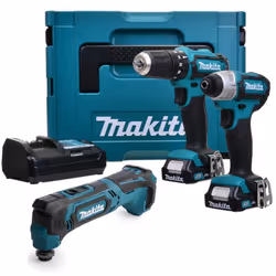 Makita 12v CXT 3pc Kit Combi Hammer Drill + Impact Driver + Multi Tool 2 Battery