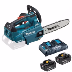 Makita DUC256 Twin 18v 36v LXT Li-Ion Brushless TopHandle Chainsaw 25cm 2 x 6ah