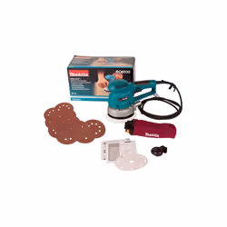 Makita BO6030 240v Corded Random Orbital Sander 150mm 6" + Dust Bag + 11 Sheets