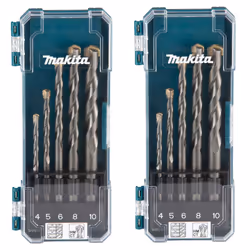 Makita D-72877 5 Piece Straight Shank TCT Masonry Drill Bit Set 4 5 6 8 10mm x 2