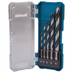Makita D-72861 5 Piece Brad Point Wood Drill Bit Set 4 5 6 9 10mm Bits +Case x 2