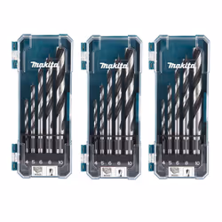 Makita D-72861 5 Piece Brad Point Wood Drill Bit Set 4 5 6 9 10mm Bits +Case x 3
