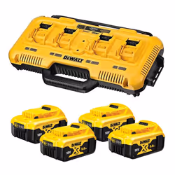 DeWalt DCB104 18v Li-Ion XR 4 Port Fast Battery Charger + 4 x 5.0Ah Batteries
