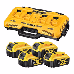 DeWalt DCB104 18v Li-Ion XR 4 Port Fast Battery Charger + 4 x 4.0Ah Batteries
