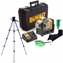 DeWalt DCE089D1G 3 Beam 3 Way Self Levelling Multi Line Laser Line Green +Tripod
