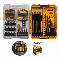 Dewalt Toughcase Extreme 107 Pc Screwdriver Flat Spade Brad Point Bit Tstak Set