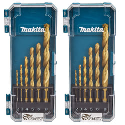 Makita D-72833 6 Piece HSS TiN Metal Steel Drill Bit Set 2 3 4 5 6 8mm Bits x 2