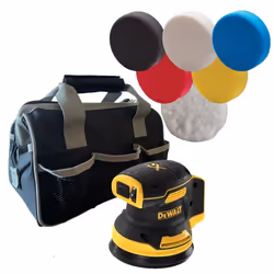 Dewalt DCW210N Cordless Brushless 18v XR Orbital Sander 125mm Polish Pads & Bag