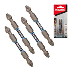 Makita E-06292 PZ2 Pozi Impact Premier Screwdriver Drill Bit Torsion 65mm 4 Pack