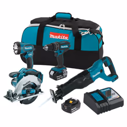 Makita LXT 18v 4 Piece Kit - Drill Circular Saw Reciprocating Saw Torch 2 x 5ah