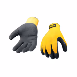 6 x Dewalt DPG70L EU Yellow Knit Back Latex Gloves - Large DEWGRIPPER