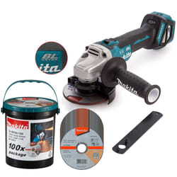 Makita DGA463Z 18v Cordless Brushless 115mm Angle Grinder + 100 Thin Fast Discs