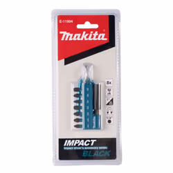 2 x Makita 8 Piece Black Screwdriver Impact Rated Bit Set Pozi PZ2 1 3+ Key Ring