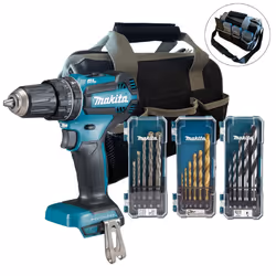 Makita DHP485Z 18V LXT Brushless Combi Hammer Drill Bare + Bag + 16PC Bit Set