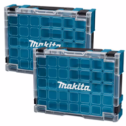 Makita Clear Lid MAKPAC Tool Case Stacking Organiser Tool Box + Inserts X 2