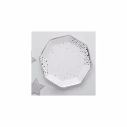 Christmas Silver Foiled Star Paper Party Plates 8 Pack