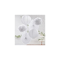 ginger Ray White Hanging Decorations for Weddings & Parties 6 Pack, Beautiful Botanics