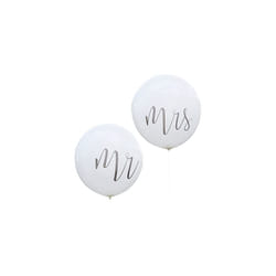 Giant Mrs Wedding Balloons 36 Inch Twin Pack Rustic Country, White